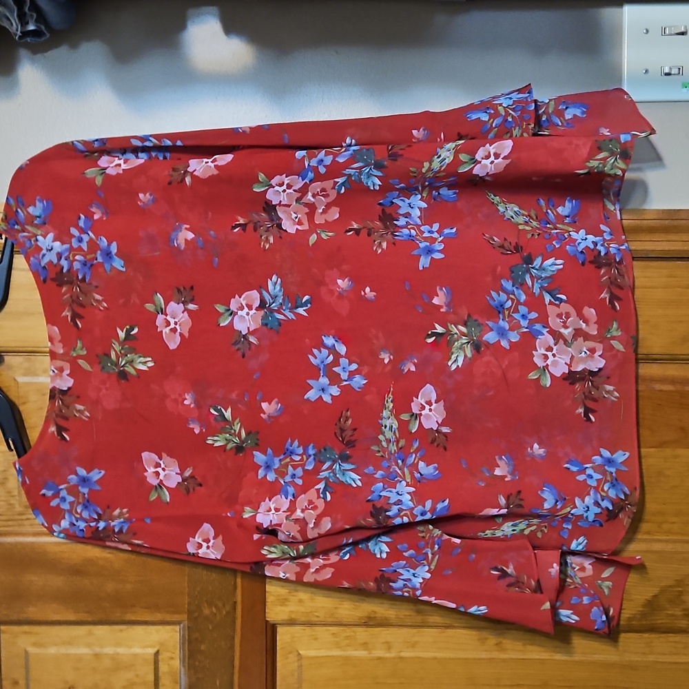 CAbi Red Floral Blouse - Picture 8 of 12